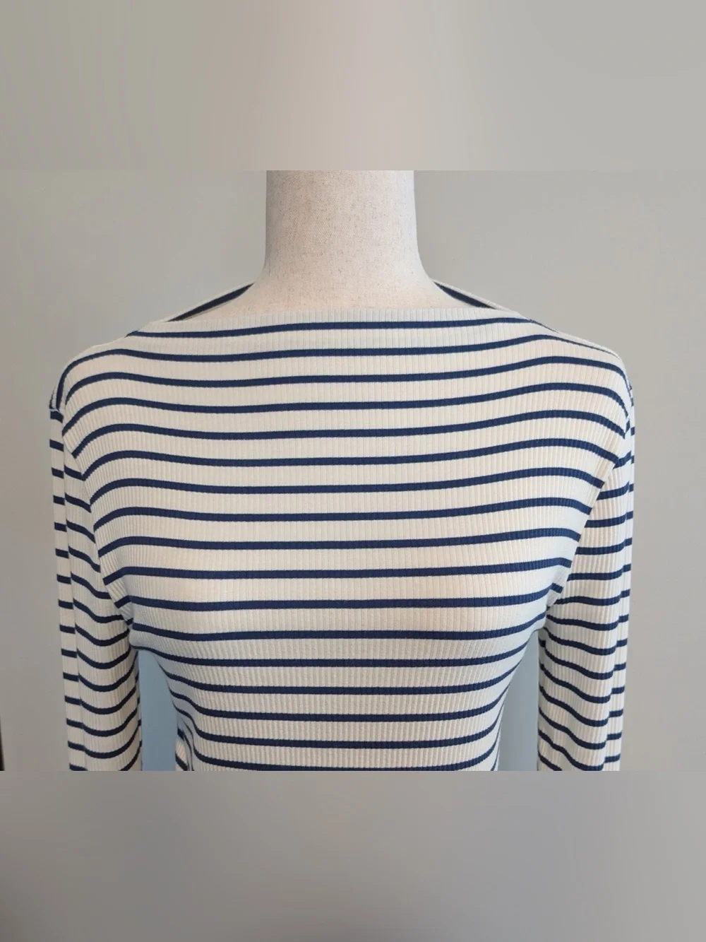 J. Crew Women’s Ribbed Boatneck Stripe Long Sleeve Cuff Buttons Size Small